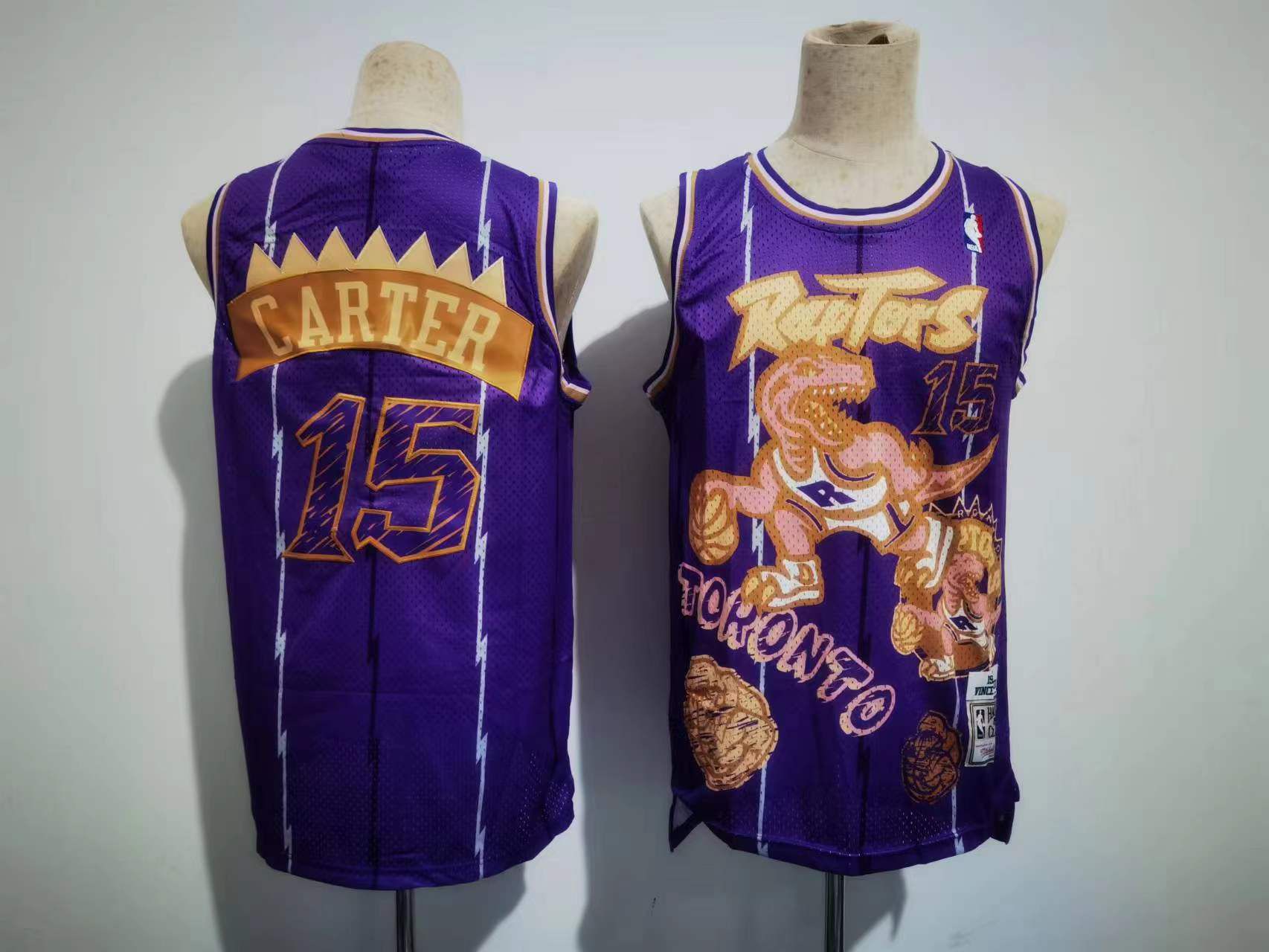 Men Toronto Raptors #15 Carter Purple Sketching version NBA Jersey